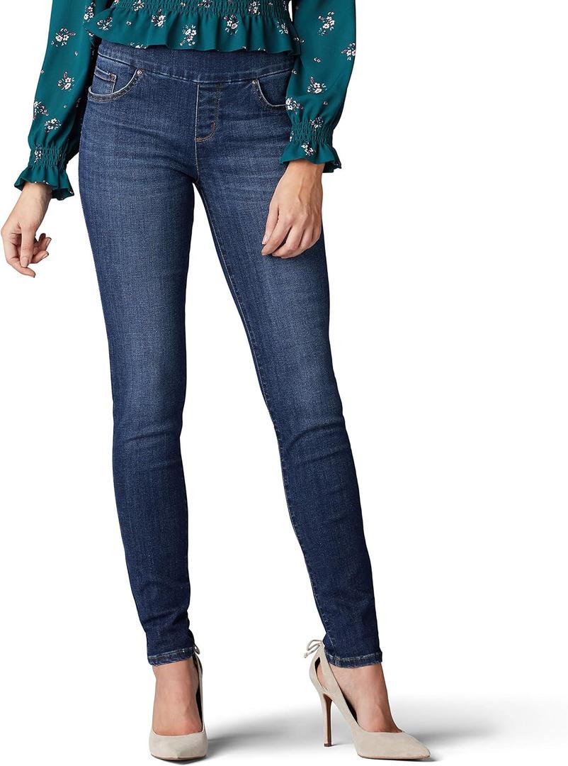 Lee Women's Sculpting Slim Fit Skinny Leg Pull on Jean, 8 Long