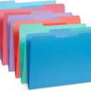 Blue Summit Supplies 30 Gem Tone Plastic File Folders, 1/3 Cut Tab, Letter Size, Assorted Colors, Great for Organizing and Easy File Storage, 30 Pack