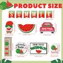13 Pcs Summer Watermelon Tiered Tray Decor Set Farmhouse Wood Summer Wood Sign Hawaii Tiered Tray Decorations Tabletop Rustic Wooden Red Gnome Table Signs for Home Kitchen Table Decoration