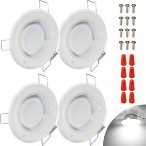 ULITECO RV Recessed Ceiling Light, 3Inch RV Puck Light 12V, 400LM RV Light Interior, Camper Light Fixture for RV Motorhome Caravan Trailer Boat (5500-6500K Cool White, 4Pack)