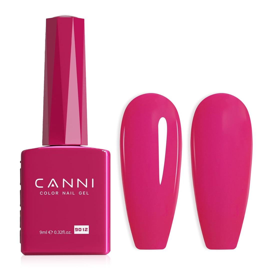 CANNI Hot Pink Gel Nail Polish - Neon Color, High Gloss Soak Off UV Gel for French Manicure - Salon DIY