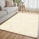 4x6 Cream White Fluffy Fuzzy Shag Area Rug for Living Room, Bedroom, Dorm