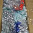 2FT Mini Christmas Tree, Snow Flocked Blue Christmas Trees, 100 Lifelike Branches, 60 LED Lights, 47 Ornaments, 24 Inches Tabletop Artificial Prelit Small Christmas Tree for Holiday Indoor DIY Decor