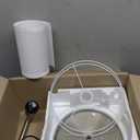 Boncoo Dimmable Silver Floor Lamp, Brushed Nickel Floor Lamps for Living Room with Adjustable White Shade, Tall Standing Lamp Modern Reading Light for Bedroom Office Nursery, 9W LED Bulb Included