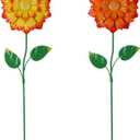 2 Pack Flower Garden Stakes Decor, 26.7 Inches Outdoor Metal Flower Shaking Head Yard Stake Decorations