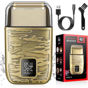 Electric Shavers for Men,3-Speeds Electric Razor,Head Shavers for Bald Men,Double Foil Beard Trimmer,Barber Supplies Waterproof Shaver, Gifts (Bronze-1)
