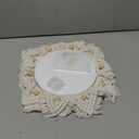 Boho Wall Decor Mirror Macrame Circle Hanging Mirror for Bedroom Living Room Apartment Entryway Home Decor (White)