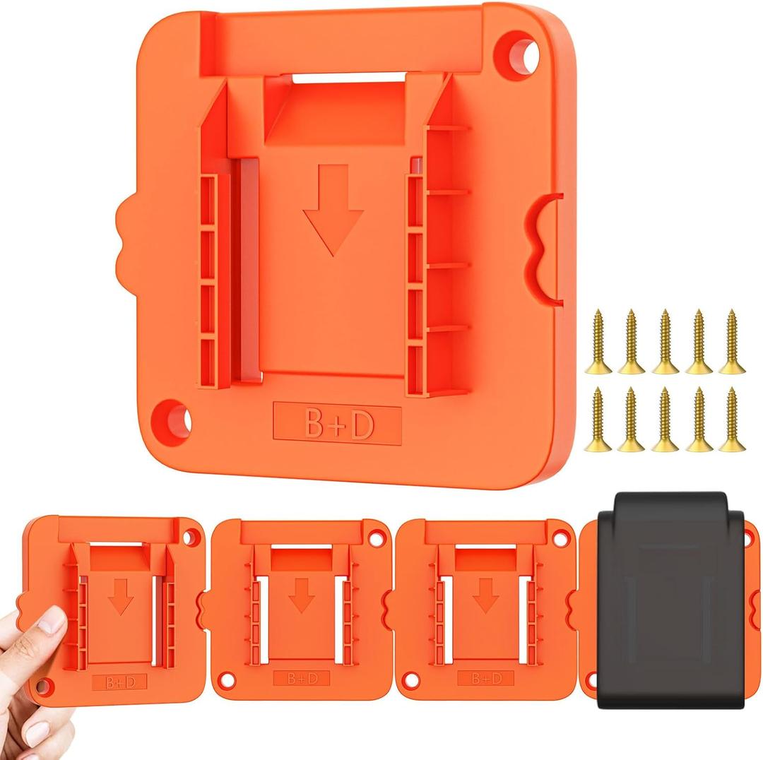 Battery Mount Holder Compatible for Black+Decker 20V Batteries, Wall Mounts Hanger Fit for LBXR20 LB20 LBX20, Organize Garage/Workshop/Work Truck(5 Pack, w/10 Screws, No Battery)