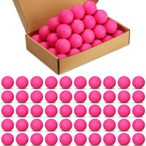 Yilloog 120 Pack Foam Golf Practice Balls Bulk, Soft Foam Balls for Golf Practice, Realistic Feel and Limited Flight Training for Indoor or Outdoor Party (Pink)