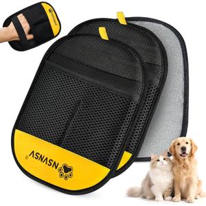 NSVNSV Pet Hair Removal Gloves, Ease of Removal Electrostatic Cat Dog Hair Remover Glove, Reusable Magic Brush Pet Hair Remover Tool for Clothing, Carpet, Sofa Gaps, Car Seat, Yellow, 2PCS