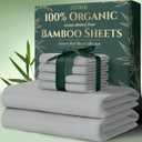 DECOLURE 100% Organic Viscose Derived from Bamboo Sheets King Size 6pcs - Ultra Soft & Luxuriously Cooling, 17" Deep Pocket, Double Stitching, Perfect for Hot Sleepers - King Bed Sheets (Light Grey)