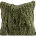 MOOX Rabbit Fur Throw Pillow Covers Decorative Fluffy Soft Fuzzy Plush Luxury Genuine Animal Skin Lumbar Pillow 18"x18" Cushion Cover, Dark Green
