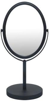 Free Standing Double Sided Tabletop Makeup Metal Vanity Mirror 1X and 3X Magnification, Oval, Swivel Mirror for Desk, Bedroom, Bathroom Matte Black Finish