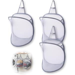 3 Pack Small Hanging Laundry Bag, Foldable Mini Mesh Laundry Hamper Basket