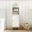 Bathroom Storage Cabinet, Corner Floor Cabinet with Shelves, Customized Door Opening Direction, Bathroom Organizer with Adjustable Shelf for Kitchen, Living, Toilet Paper Cabinet, White (10.4"D x 10.4"W x 31.5"H)