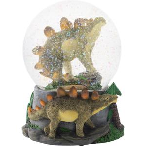 Elanze Designs Stegosaurus Dinosaur Friends Tabletop Figurine Fossil Bone Paleontologist 100MM Sturdy Glitter Water Musical Dinosaur Snow Globe Plays Tune Born Free