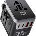 Minthouz Universal Travel Adapter, International 35W Power Adapter GaN PD Fast Charger with 2 USBC PD & 2 USBA Ports, AllinOne Portable AC Worldwide Power Converter Plug for USA EU UK AUS and More