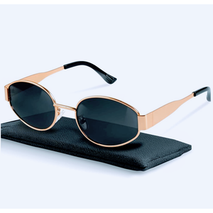 livho 2025 Trendy Oval Sunglasses - Stylish Polarized Shades for Everyday - Retro Metal Frames, Color: Grey/Gold