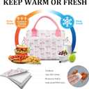 TESAFNG Lunch Box for Women Insulated Lunch Bag Cute Corduroy Lunch Tote Bags Lightweight Reusable Leakproof Cooler Bag with Adjustable Shoulder Strap for Work Office Travel Picnic (Pink Bow)