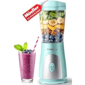 Mueller Smoothie Blender for Smoothies - Personal Blender for Shakes, Frozen Drinks, Baby Food & More, 15oz Travel Cup and Lid, Durable Stainless Steel Blades for Powerful Blending Performance