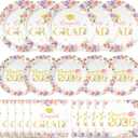 Class of 2026 Graduation Plates and Napkins, 200Pcs Floral Pink Gold Disposable Tableware Set, Congrats Grad Party Supplies for 50 Guests, Dinner & Dessert Plates, Small , Large