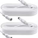 DC Power Extension Cable 5.5mm x 2.1mm 10FT 2Pack, Female to Male Power Cord for 12V/24V CCTV Security Cameras, DVR, IP/WiFi Cameras, LED Strip Lights, Routers, DC Power Supply Adapter - White