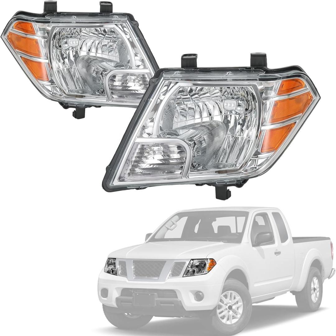 Headlights Assembly Replacement For Nissan Frontier 2009-2020, Replace 26060ZL40A 26060ZL40B, Amber