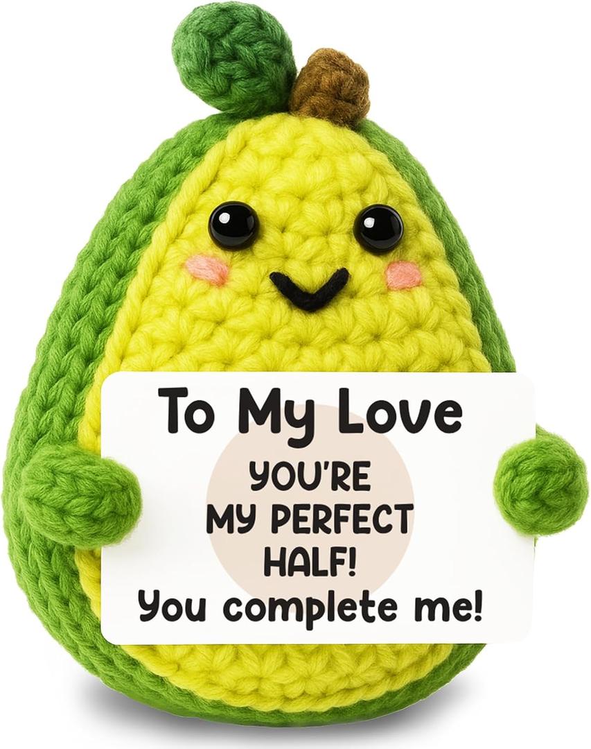 3 x GiftMark Anniversary Birthday Gifts for Women - Avocado Gifts for Boyfriend | Anniversary Birthday Gifts for Girlfriend Her Him Couples, Handmade Crochet Avocado
