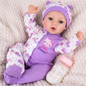 Aori Lifelike Reborn Baby Dolls Girl - Realistic 18-Inch Newborn Baby Doll That Look Real, Nice Gift Set for Kids, Parents-to-be, Grandparents (Purple Kitty)