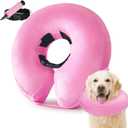 Inflatable Dog Cone Collar, Cone for Dogs to Stop Licking, Donut Collar After Surgery, Soft Dog Cone Alternative, Cones Collar for Small Medium Large Dogs (Pink, M (Neck 9"-13")) (Pink, M)
