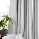 ZJDECOR Blue Striped Full Blackout Window Curtain Panels with White Light Blocking Liner,72 Inch Cotton Blended Cozy Bedroom Living Drapes,Modern Window Treatment,Rod Pocket Back Tabs,55" Wx72 Lx2