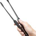 JETKONG Stainless Steel Kitchen Tongs, Serving Tongs for Cooking, 10.6" Metal Food Tongs with Non-Slip Comfort Grip, Non-Stick Cooking Tongs Heat Resistant BBQ Tong Grill Tong (Black)