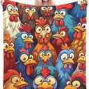 Funny Chicken Cartoon Blanket Gifts for Women, Kids, Colorful Farm Rooster Theme Flannel Blankets, Warm Cozy Soft Throw for Bedroom, Camping, Couch, Decor 60x80 in