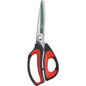 LIVINGO 10" Multipurpose Heavy Duty Scissors, Premium Titanium Coating Forged Stainless Steel Tool Industrial Shop Shears for Household, Pruning, Gardening, Fabric, Red/Black