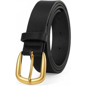 SUOSDEY Women Leather Belts for Jeans Dresses Ladies Fashion Women Belts with Gold Buckle (Black)