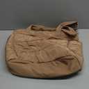 TOPDesign Puffer Tote Bag for Women, Lightweight Puffy Handbag with Compartments, Quilted Shoulder Bag for Work, Travel, Gym (Medium, Khaki)