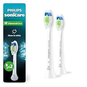 Philips Sonicare W DiamondClean - Genuine Replacement Electric Toothbrush Heads, White, 2 Pack, HX6062/ 77