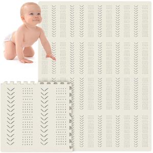 6/12 Tiles Baby Play Mat 6FT x 8FT Puzzle Floor Mat for Kids Waterproof Baby Crawling Mat for Infants and Toddlers(Cream Color)
