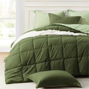 Homelike Moment Twin Comforter Set Olive Green, Lightweight Comforter Twin Size Bed Sets, Soft Down Alternative Bed Comforter All Season 2 Pcs Twin Set with 1 Sham Olive Green/Sage Green