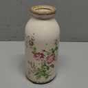 Ceramic Rustic Farmhouse Vase, Distressed Flower Vase for Home Decor, Ideal Shelf Decor, Boho Vase for Living Room Bedroom Kitchen Office Decor Centerpiece Table Decorations (6 inches) (Pink Flora)