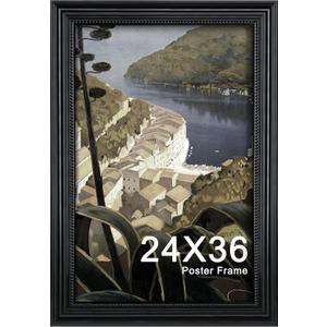 24x36 Poster Frame, Vintage Black 24 x 36 Poster Frame with HD Plexiglass Durable for Horizontal or Vertical Wall Mounting, 1 Pack