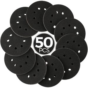 50PCS 5 inch Wet Dry Sanding Discs 1000/1200/2000/3000/5000 Grit, Silicon Carbide Orbital Sander Hook and Loop Sandpaper, Best for Metal, Automotive Sanding