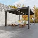 GarveeLife All-Aluminum Louvered Pergola 12 ft x 16 ft, Outdoor Pergola with Adjustable Louvered Roof, Reinforced Aluminum Frame, Integrated Drainage System, Hardtop Gazebo for Patio, Deck, Gray