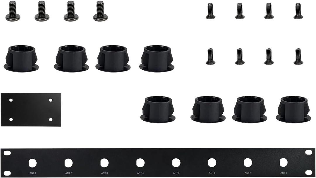 Phenyx Pro BNC Side-by-Side Rackmounting Antenna Kit, 2 Metal Plates, 8 Bulkheads, Necessary Screws, Suitable for Half-Rack Wireless Systems (ANTK-SBS-1)