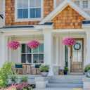 Ivydale Artificial Silk Hanging Plants Flowers Basket for Outdoor Outside Summer Decoration, Fake Faux UV Sun Resistant Look Real Morning Glory Fuchsia for Porch Patio Balcony Home