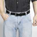 XOUXOU Men's Casual Leather Jeans Belts Classic Work Business Dress Belt with Prong Buckle for Men (Black)