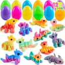 JOYIN 12 Pcs Prefilled Easter Eggs with 3D Printed Fantasy Animals, 3D Articulated Toys for Party Favors, Basket Stuffers, Goodie Bag Fillers, Classroom Prize Supplies, Easter Gift for Boys & Girls