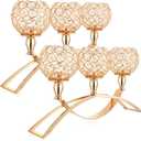 2 Pieces 3 Arms Crystal Candle Holders 3-Candle Candelabras Crystal Candelabra Stand for Table Centerpiece Dining Home Decor Wedding Party(Gold)