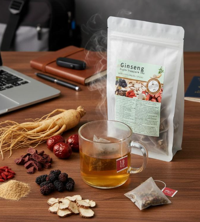 12pcs Qiuumey Ginseng And Wolfberry Tea, Organic Kidney Cleanse Chinese Herbal Tea For Men And Women (120g, 12 Bags x 10g)