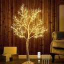 Hairui Lighted White Twig Tree with Fairy Lights 4FT 150 LED Lights for Christmas Home Holiday Decoration Indoor Outdoor Use